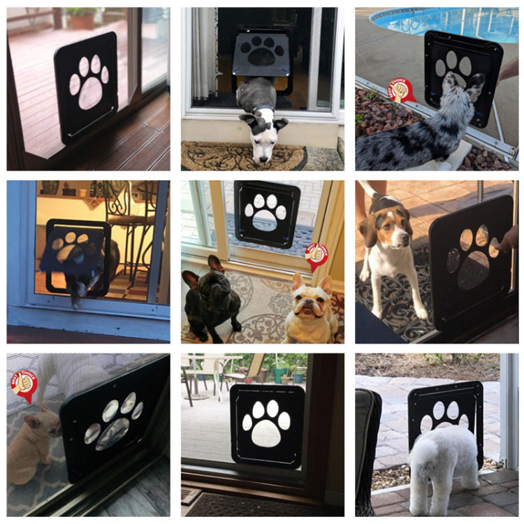 Way Lockable Plastic Pet Big Dog Cat Door For Screen Window Safety Flap