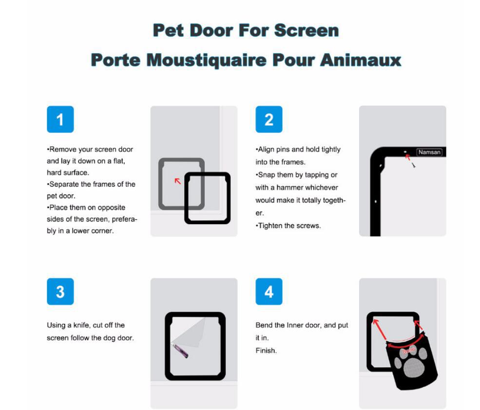 Way Lockable Plastic Pet Big Dog Cat Door For Screen Window Safety Flap