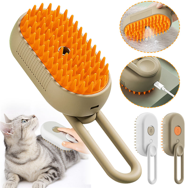 Cat Steam Brush 3 In 1 Electric Spray Cat Hair Brush For Massage. Pet Grooming