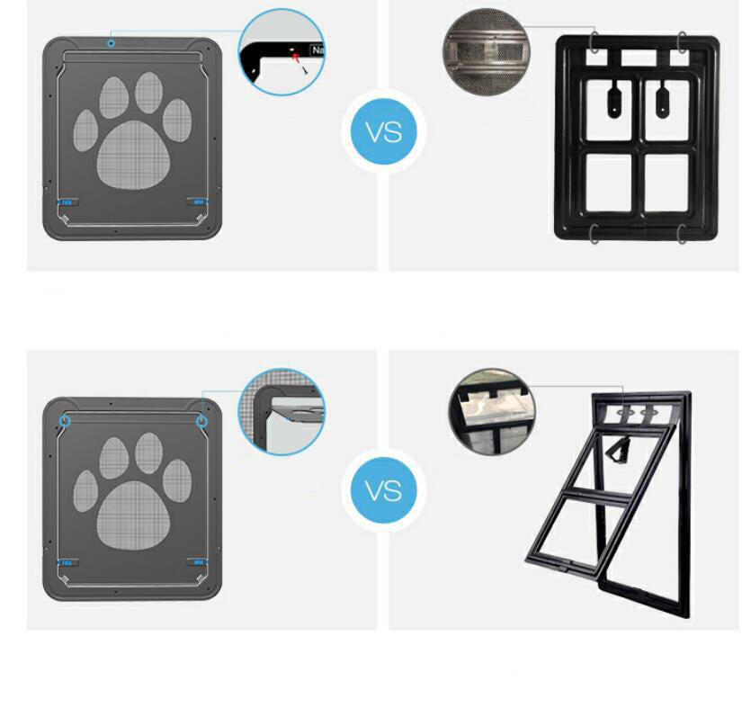 Way Lockable Plastic Pet Big Dog Cat Door For Screen Window Safety Flap